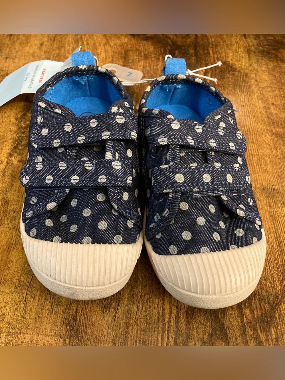 Toddler Parker Sneakers - Cat & Jack Navy Blue polka dot Size 7T